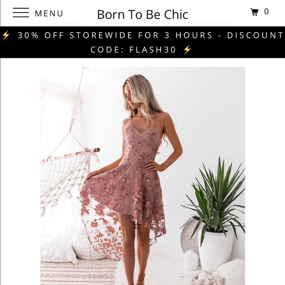 Born to be chic pink high low dress